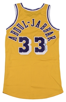 1980-85 Kareem Abdul-Jabbar Game Used & Twice-Signed Los Angeles Lakes Home Jersey (MEARS & JSA)